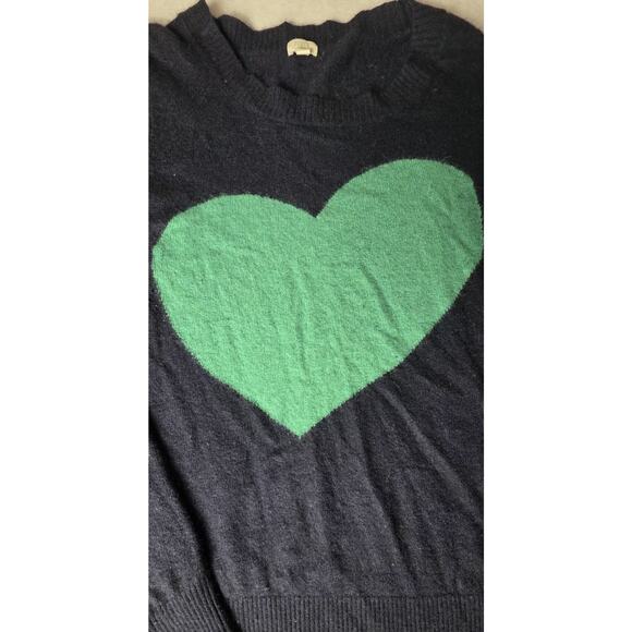 J.Crew Woman XS Pullover Heart Sweater Long Sleeve Wool Cashmere Blend Navy Blue - Picture 7 of 7